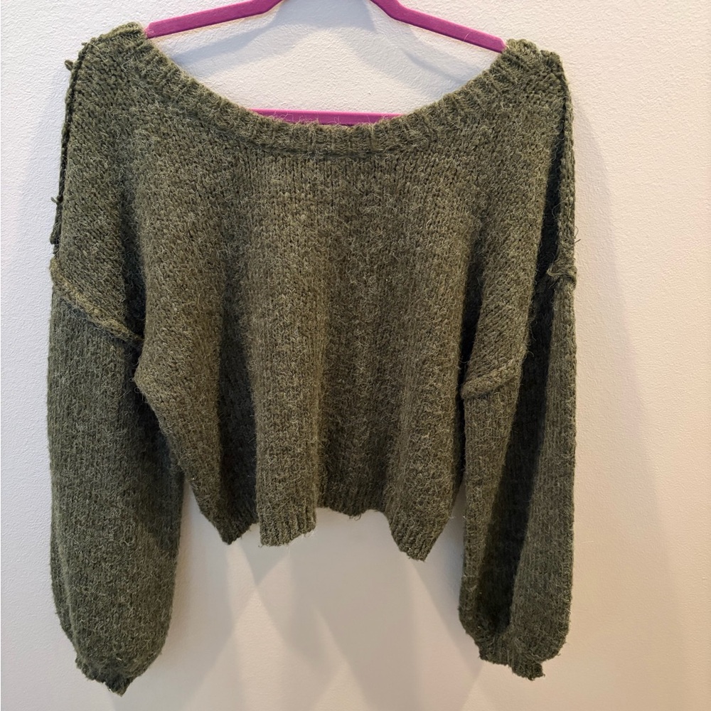 Lulus Olive Off-the-Shoulder Sweater